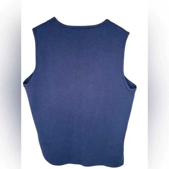 Ann Taylor Sleeveless Navy Blue Textured Dressy Top Size L NWOT - Picture 2 of 6